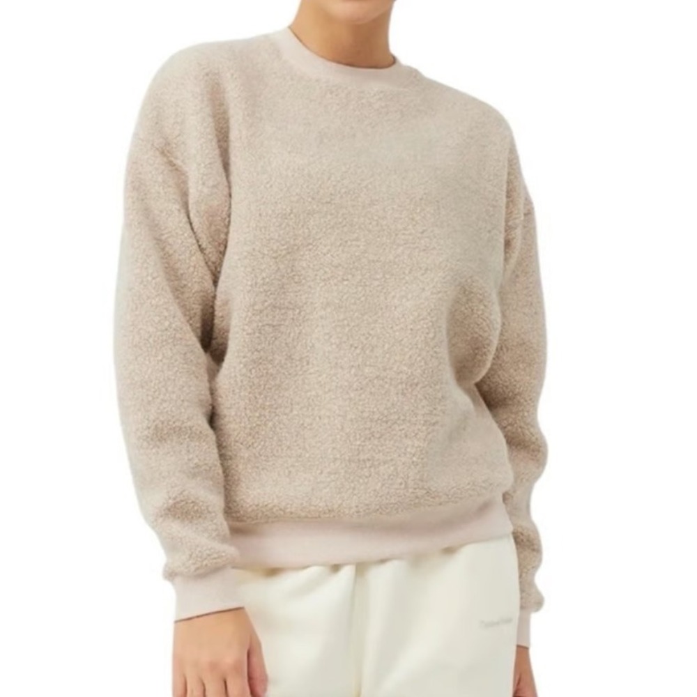 Outdoor Voices Sweatshirt Women's Small S Oatmeal MegaFleece Crewneck Wool Blend